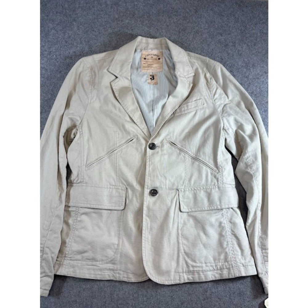 Converse John Varvatos Canvas Utility Blazer Jacket Mens L Beige 88340E NWT